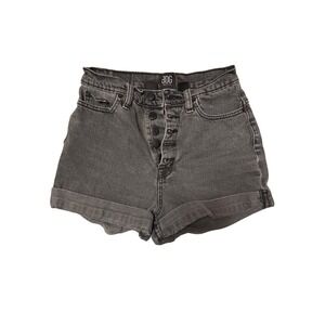 BDG Urban Outfitters Black Mom High Rise Denim Shorts Button Fly Size 26